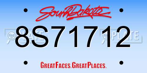 8S71712 South Dakota License Plate