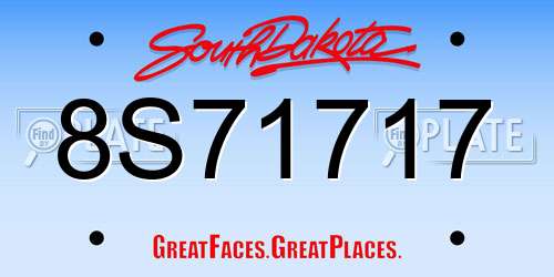 8S71717 South Dakota License Plate