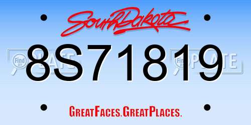 8S71819 South Dakota License Plate