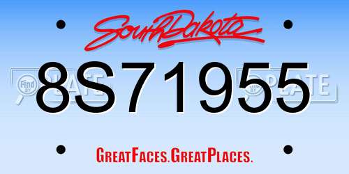 8S71955 South Dakota License Plate
