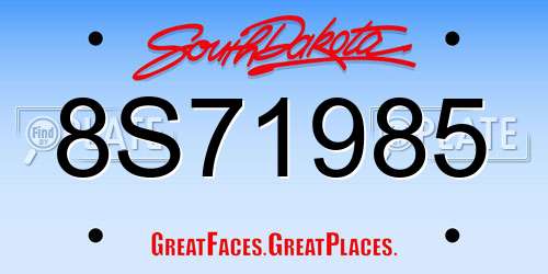 8S71985 South Dakota License Plate