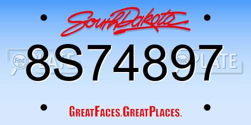 8S74897 South Dakota License Plate