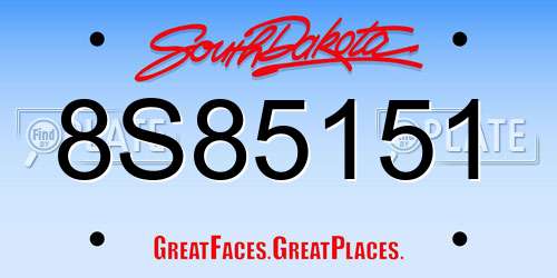 8S85151 South Dakota License Plate
