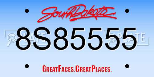 8S85555 South Dakota License Plate