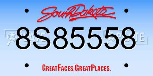 8S85558 South Dakota License Plate