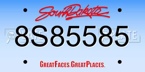 8S85585 South Dakota License Plate