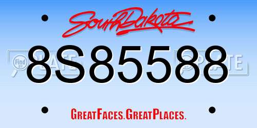 8S85588 South Dakota License Plate
