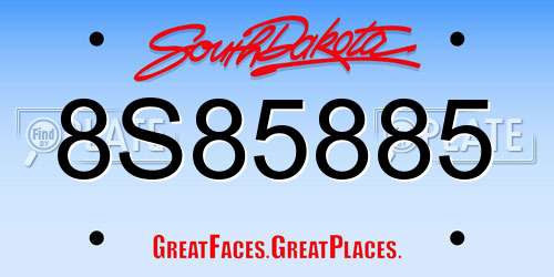 8S85885 South Dakota License Plate