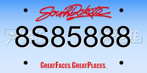 8S85888 South Dakota License Plate