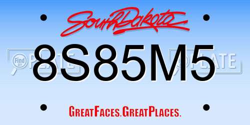 8S85M5 South Dakota License Plate