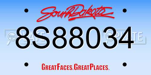 8S88034 South Dakota License Plate