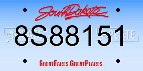 8S88151 South Dakota License Plate