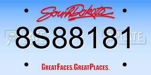 8S88181 South Dakota License Plate