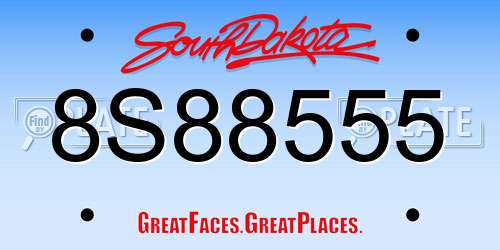 8S88555 South Dakota License Plate