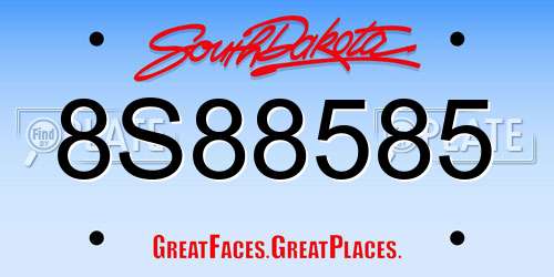 8S88585 South Dakota License Plate