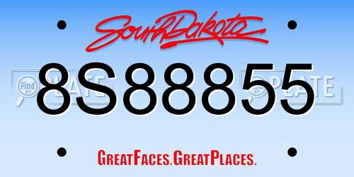 8S88855 South Dakota License Plate