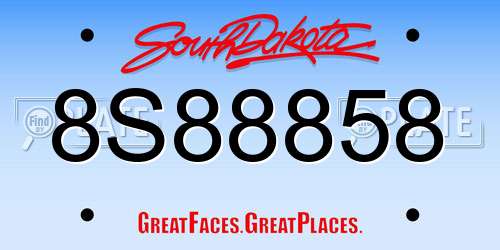 8S88858 South Dakota License Plate