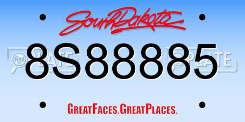 8S88885 South Dakota License Plate