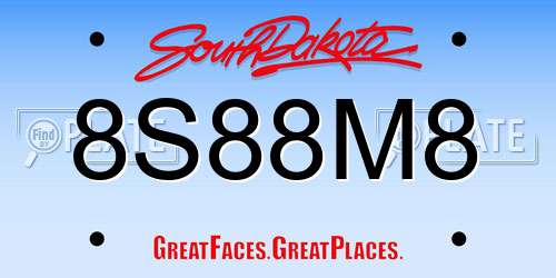 8S88M8 South Dakota License Plate