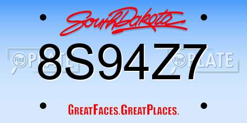 8S94Z7 South Dakota License Plate