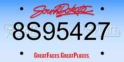 8S95427 South Dakota License Plate