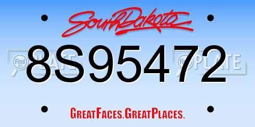 8S95472 South Dakota License Plate