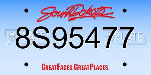 8S95477 South Dakota License Plate