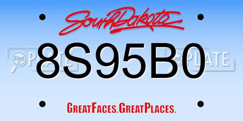 8S95B0 South Dakota License Plate