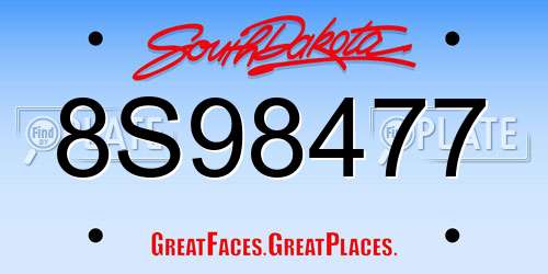 8S98477 South Dakota License Plate