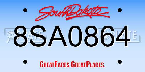 8SA0864 South Dakota License Plate