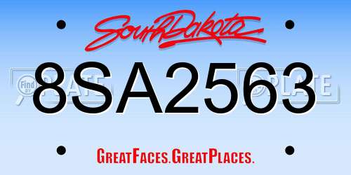 8SA2563 South Dakota License Plate