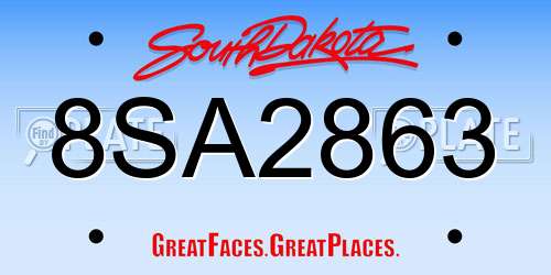 8SA2863 South Dakota License Plate