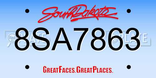 8SA7863 South Dakota License Plate