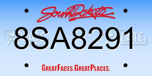 8SA8291 South Dakota License Plate