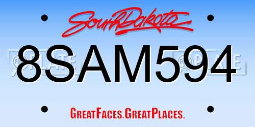 8SAM594 South Dakota License Plate