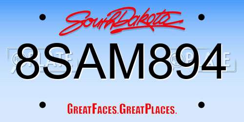 8SAM894 South Dakota License Plate