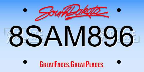8SAM896 South Dakota License Plate