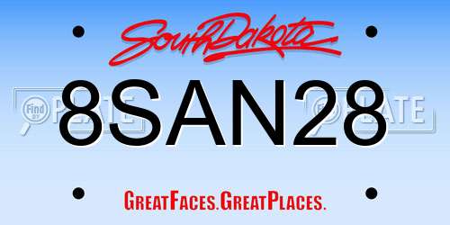 8SAN28 South Dakota License Plate