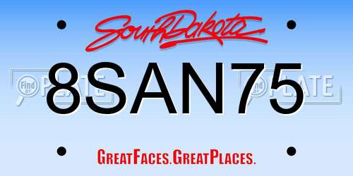 8SAN75 South Dakota License Plate
