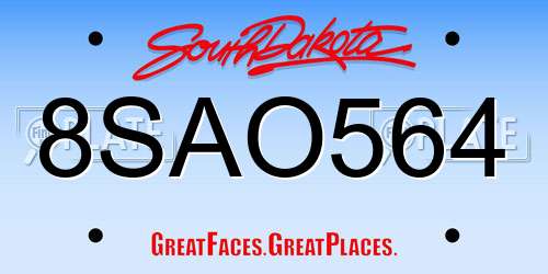 8SAO564 South Dakota License Plate