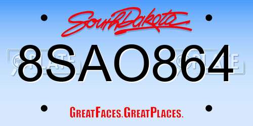 8SAO864 South Dakota License Plate