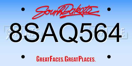 8SAQ564 South Dakota License Plate