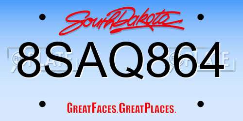 8SAQ864 South Dakota License Plate