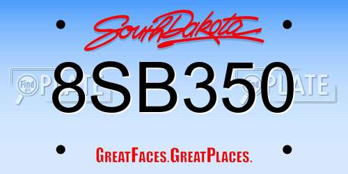 8SB350 South Dakota License Plate