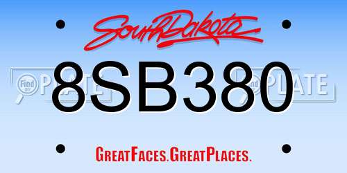 8SB380 South Dakota License Plate
