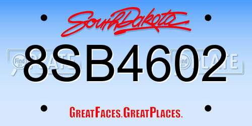 8SB4602 South Dakota License Plate