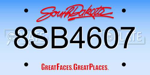 8SB4607 South Dakota License Plate