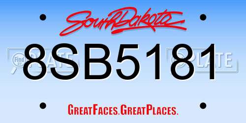 8SB5181 South Dakota License Plate