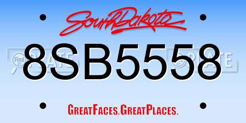 8SB5558 South Dakota License Plate