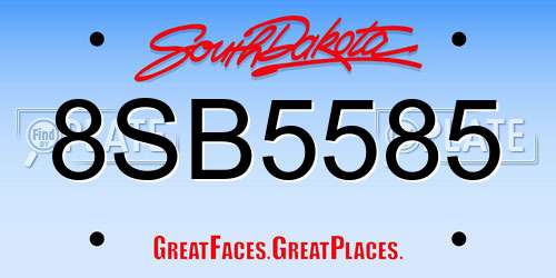 8SB5585 South Dakota License Plate